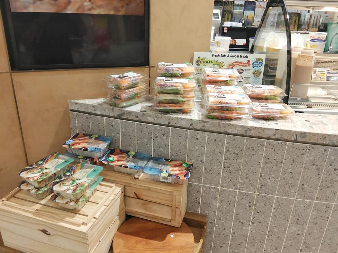 Counter-top crates of packed meals